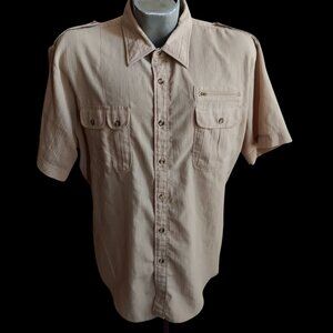 XL Vintage Mens Shirt Commando Disco Ballymoor Zip Pocket Khaki Military Geek